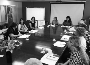 State government ministers Shannon Fentiman and Grace Grace listening to frontline workers in domestic violence responses at the Roundtable today at the QCU.